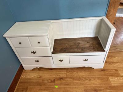 White Cabinet with Seat - Thumbnail 2