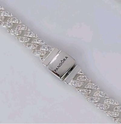 PANDORA STERLING SILVER PAVE CUBAN NECKLACE - Thumbnail 4