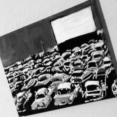 Original Old Car Movie Drive In GG  11 x 14 Black  White Can - Thumbnail 5