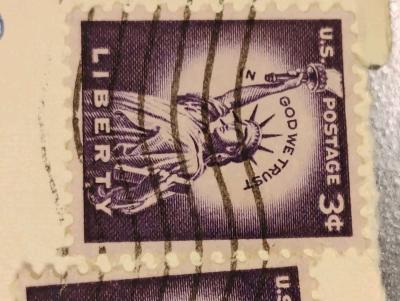 1954 Purple Liberty 3 Cent Stamps postmarked - Thumbnail 2