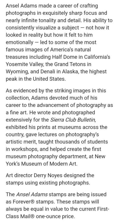 FOREVER STAMPS One lot 26 panes of 16 Beautiful Ansel Adams - Thumbnail 2