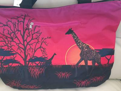 Pink and Black Savanna Scene Tote Bag - Thumbnail 2
