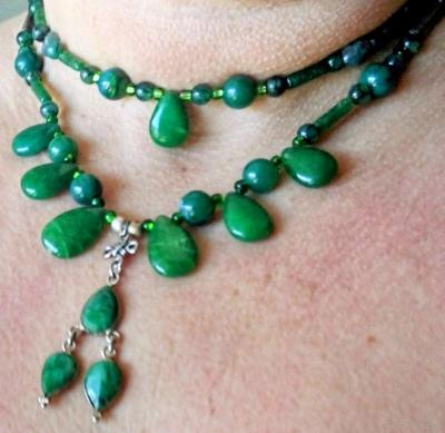 Handmade double strand emerald necklace - Alturas, California