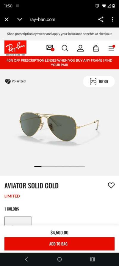 rayban Aviator Gold sunglasses - Thumbnail 2