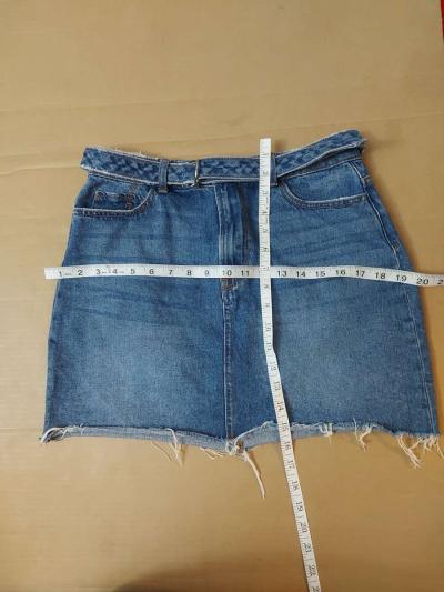 Sneak Peek Belted Raw Hem Denim Skirt Size M - Thumbnail 3