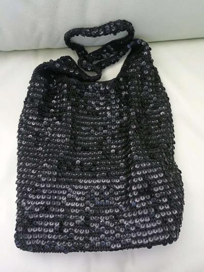 Vintage Sequin Slouchy Hobo Knit Shoulder Bag - Thumbnail 3
