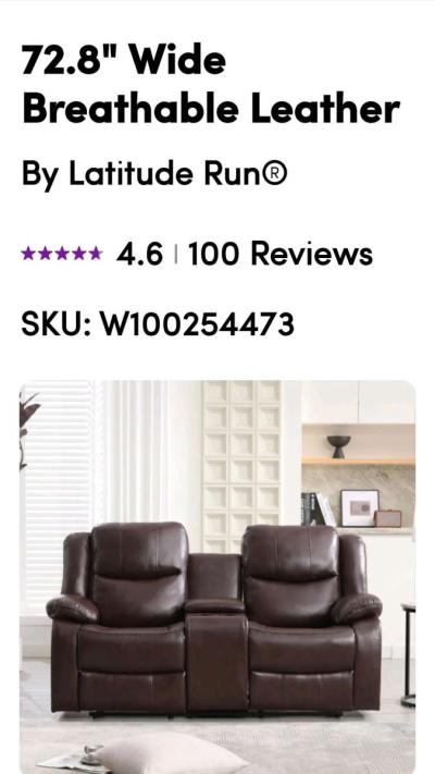 Set of 2 Vegan Leather Theater Recliner Sofas - Thumbnail 1