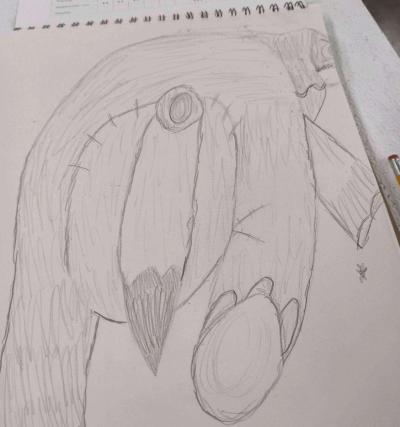 a drawing of a heffalump chasing piglet