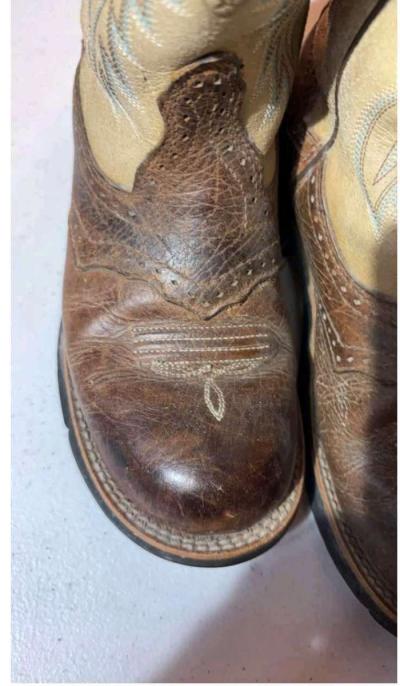 Ariat Fatbaby Cowgirl Boots Womens 85B Leather Tan Brown Wes - Thumbnail 4