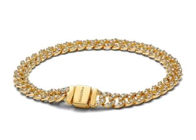 PANDORA TIMELESS GOLD PLATED PAV CUBAN CHAIN BRACELET - Thumbnail 2