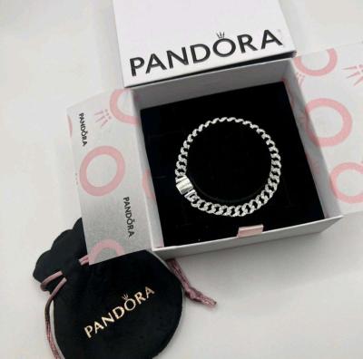 2 PIECE PANDORA TIMELESS PAVE CUBAN CHAIN BRACELET NECKLACE - Thumbnail 6