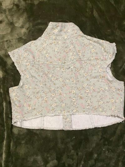 no boundaries floral pattern jean vest - Thumbnail 2