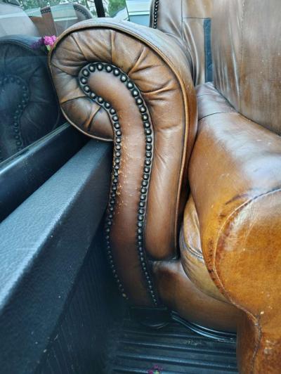 Rustic Brown leather couch and chair - Thumbnail 3