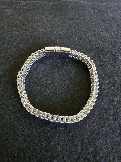 Stainless Steel Double Row Fish Scale Bracelet - Thumbnail 1