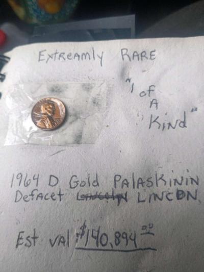 1964 1 of a kind gold palaskinnin penny RARE
