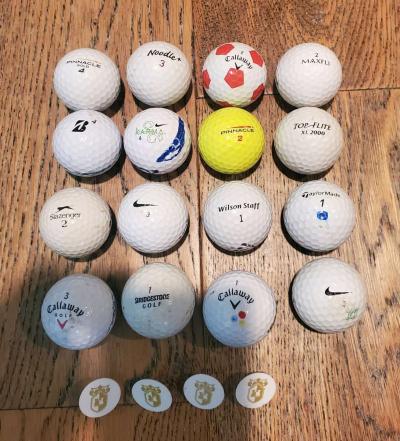 Used Golf Balls 16 Ea  Ball Markers 4 Ea With Glass Storage - Thumbnail 2