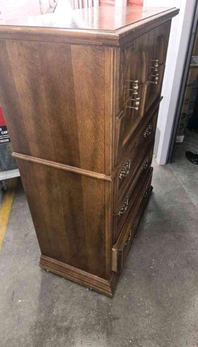 SOLID WOOD TALL DRESSER  HEAVY CLEAN READY TO GO - Thumbnail 2