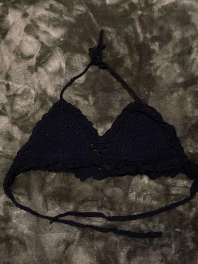 crochet black halter top - Thumbnail 2