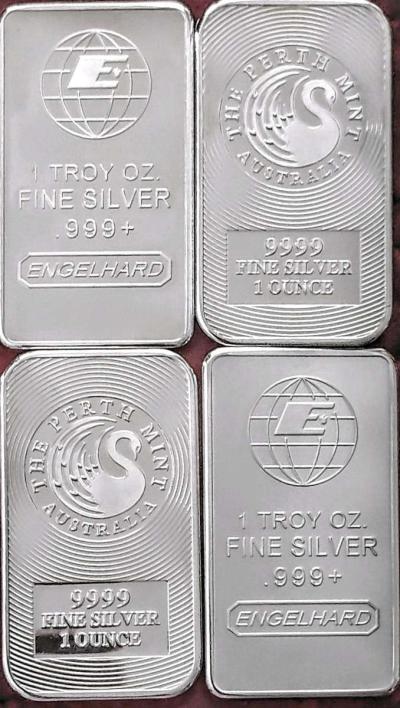 lot of 41 OUNCE SILVER bars 2 perth mint 2 Engelhard bars - American Canyon, California