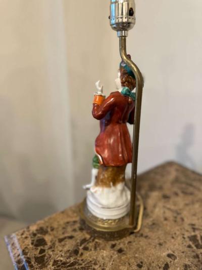 Vintage Porcelain Figurine Table Lamps Set French Man And Wo - Thumbnail 3