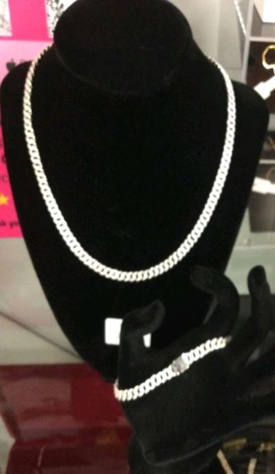 2 PIECE PANDORA TIMELESS PAVE CUBAN CHAIN BRACELET NECKLACE - Thumbnail 2