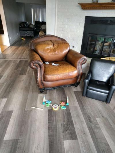 Rustic Brown leather couch and chair - Thumbnail 5