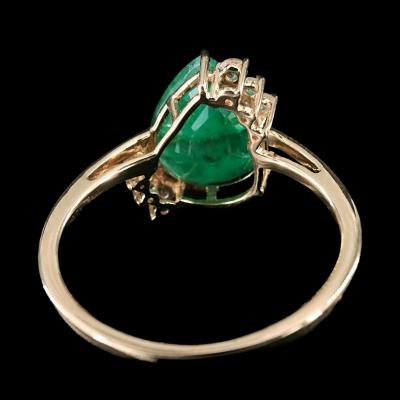 14K Genuine Emerald 1940s ring - Thumbnail 5