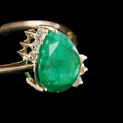 14K Genuine Emerald 1940s ring - Thumbnail 4