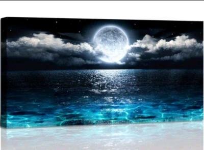 Large Canvas Print of Full Moon and Ocean - Thumbnail 1