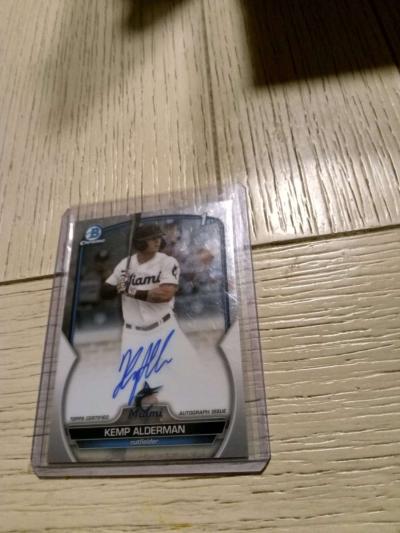 Bowman chrome Kemp Alderman on card Autograph