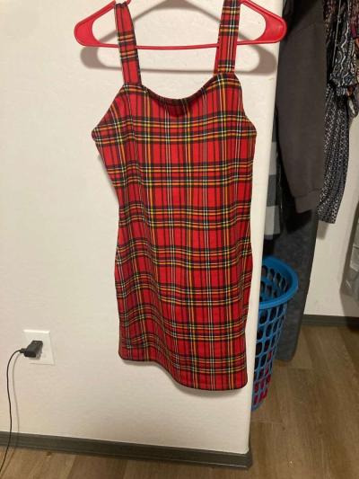 red plaid dress