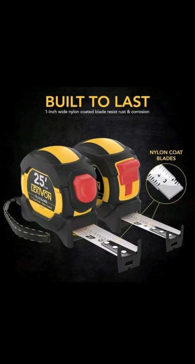 4Pack LX 204 25Ft75M Tape MeasureDualock Autolock1Inch Wide - Thumbnail 2