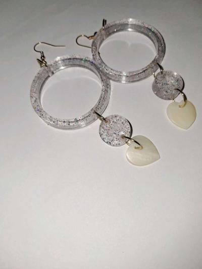 sparkling earrings with hearts - Thumbnail 4