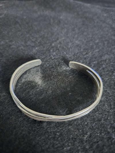925 Sterling Silver Retro Wave Bracelet - Thumbnail 1