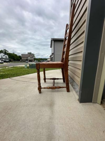 Vintage Wooden Ladder Back Chair with Woven Seat Antique Gre - Thumbnail 5