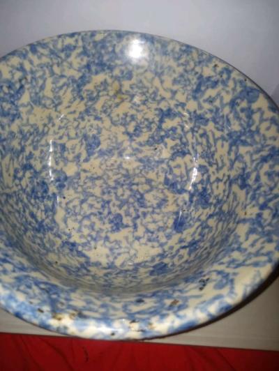 vintage blue white sponge bowl - Thumbnail 3