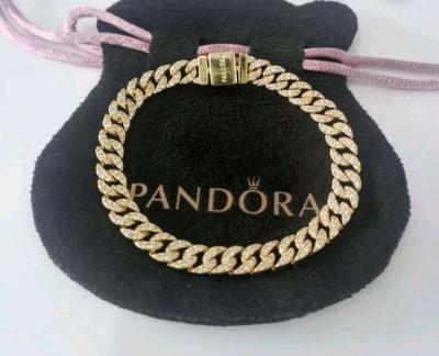 PANDORA TIMELESS GOLD PLATED PAV CUBAN CHAIN BRACELET - Thumbnail 3