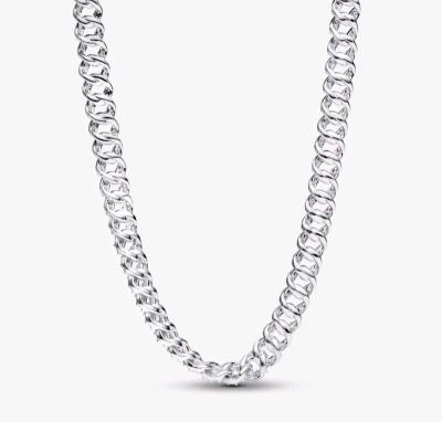 2 PIECE PANDORA TIMELESS PAVE CUBAN CHAIN BRACELET NECKLACE - Thumbnail 4