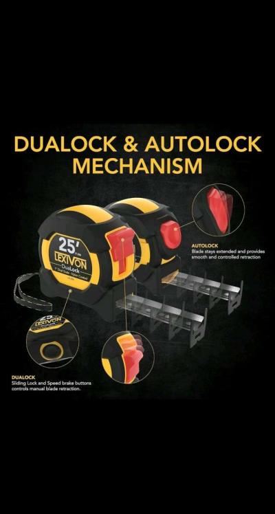 4Pack LX 204 25Ft75M Tape MeasureDualock Autolock1Inch Wide - Thumbnail 5