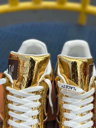 Louis Vuitton x Air Force 1 Low Metallic Gold - Thumbnail 3