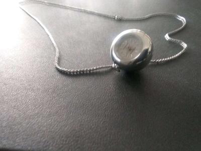 silver necklace with timepiece - Thumbnail 2