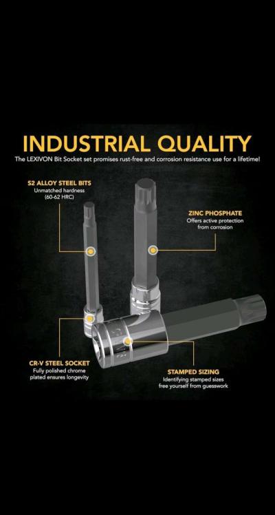 XZN Triple Square Spline Bit Socket SetExtra Long 4Inc10Piec - Thumbnail 4