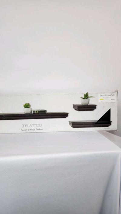 16 IN X 4 IN X 175 IN BROWN WALL MOUNTING SHELVES SET OF 5