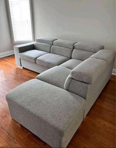 Grey Sectional sofa with pull out bed