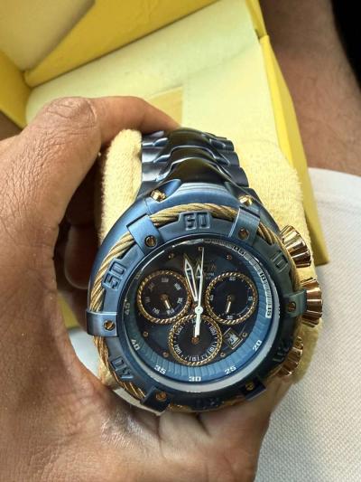 Invitca mens watch blue and gold bolt - Thumbnail 2