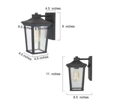 BLACK 1LIGHT OUTDOOR WALL SCONCE WITH SEEDED GLASS SHADE - Thumbnail 5