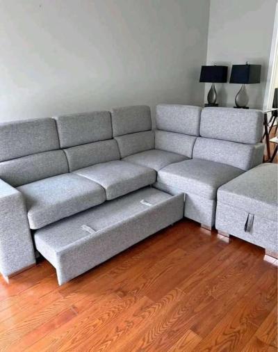 Grey Sectional sofa with pull out bed - Thumbnail 2