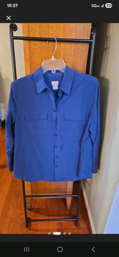 Chicos Womens 2P Long Sleeve Blue ButtonUp Shirt - Thumbnail 1