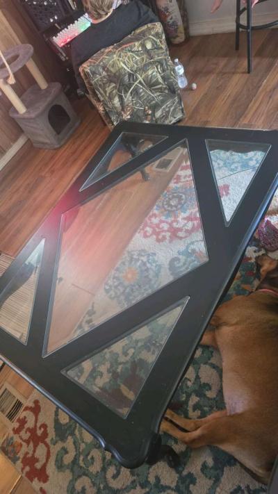 large brown glass coffee table - Thumbnail 2