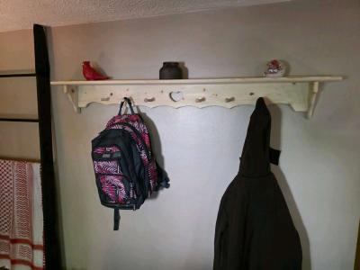 Rustic Wall Shelf with Peg Hooks - Thumbnail 3
